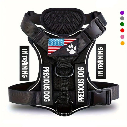 "Patriotic style for your pup! 🐶 Comfy harness with flag design — walk with attitude and personality."