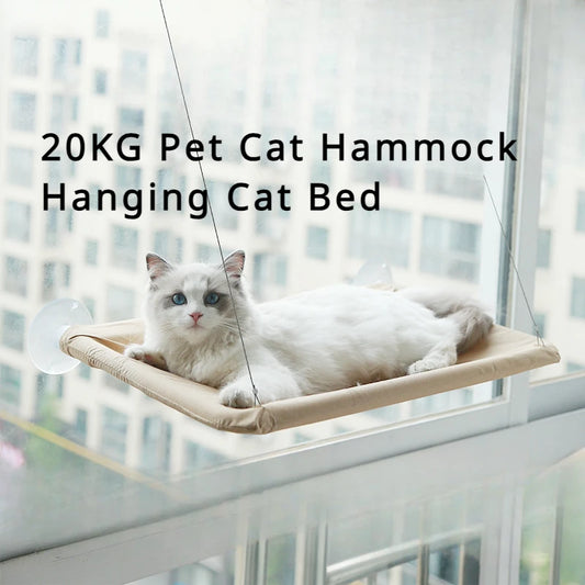 "Comfy up high! 🐱 The perfect hanging bed for your cat to relax and watch the world in style