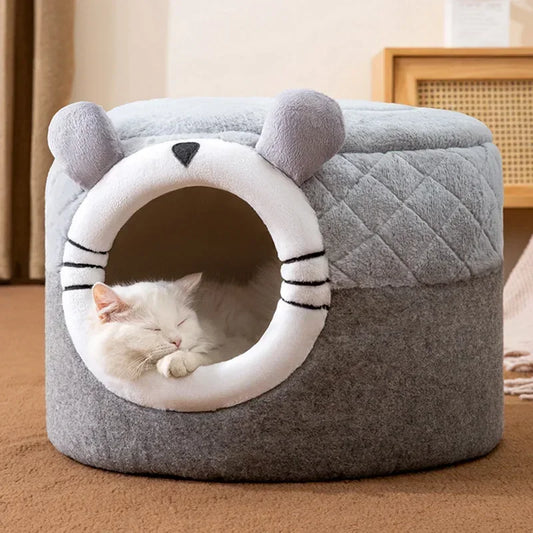 "The perfect cozy retreat for peaceful naps! 🐱 Soft and snug cat house providing comfort and security for your feline friend."